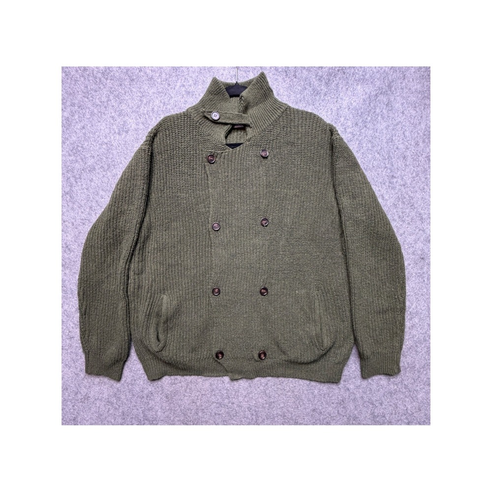 Misslook Olive Green Double Breasted Knit Cardigan Sweater XL 975021#